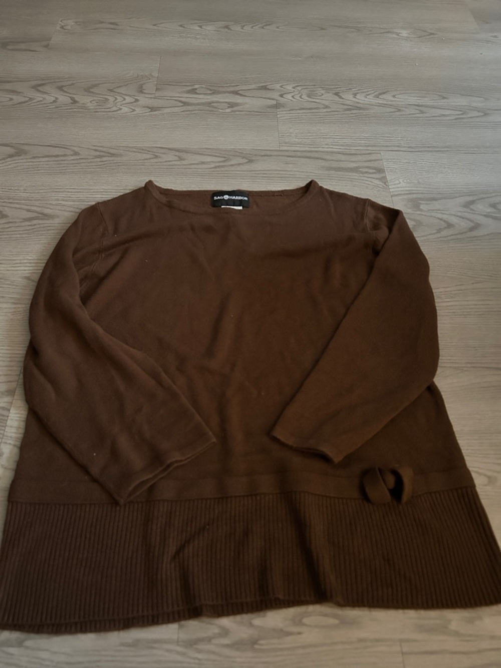 Sag Harbor Chocolate Brown Scoop-Neck Sweater
